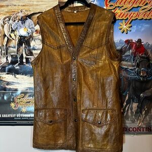 Long vintage leather vest